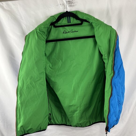 Robert Graham Reversible Green & Blue Down Puffer Vest Women’s Size L - Picture 4 of 9